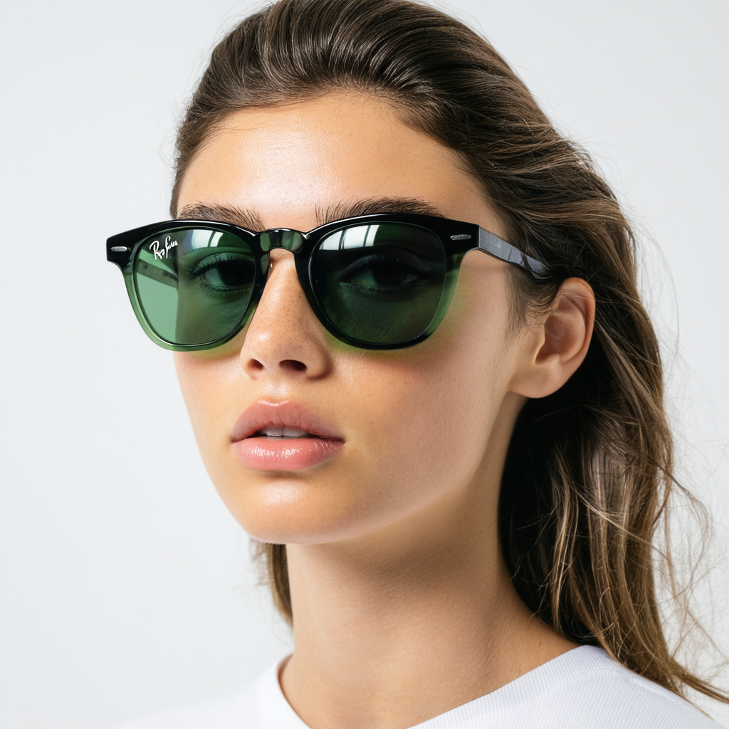 Ray-Ban RB4149 Highstreet Polarized Fashion Sunglasses/Eyewear - Black/Crystal Green / 59mm