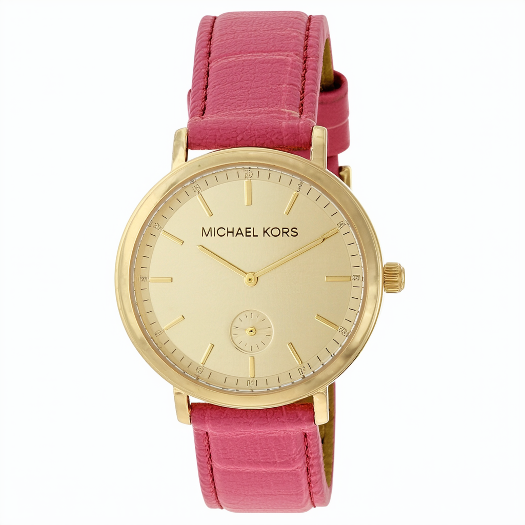 Michael Kors Women's MK2248 Pink Leather Quartz Watch with Gold Dial