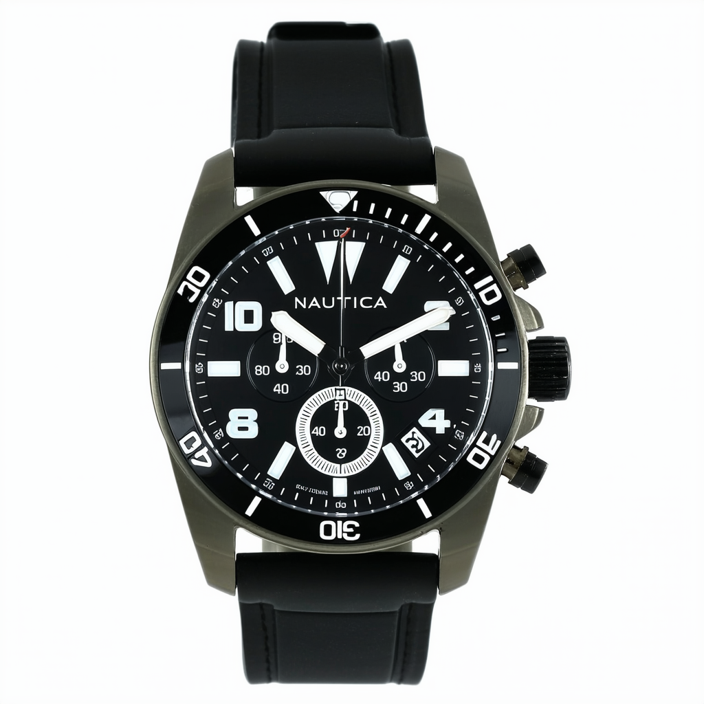 Nautica Men's N15565G BFD 100 Multifunction Black Dial Watch