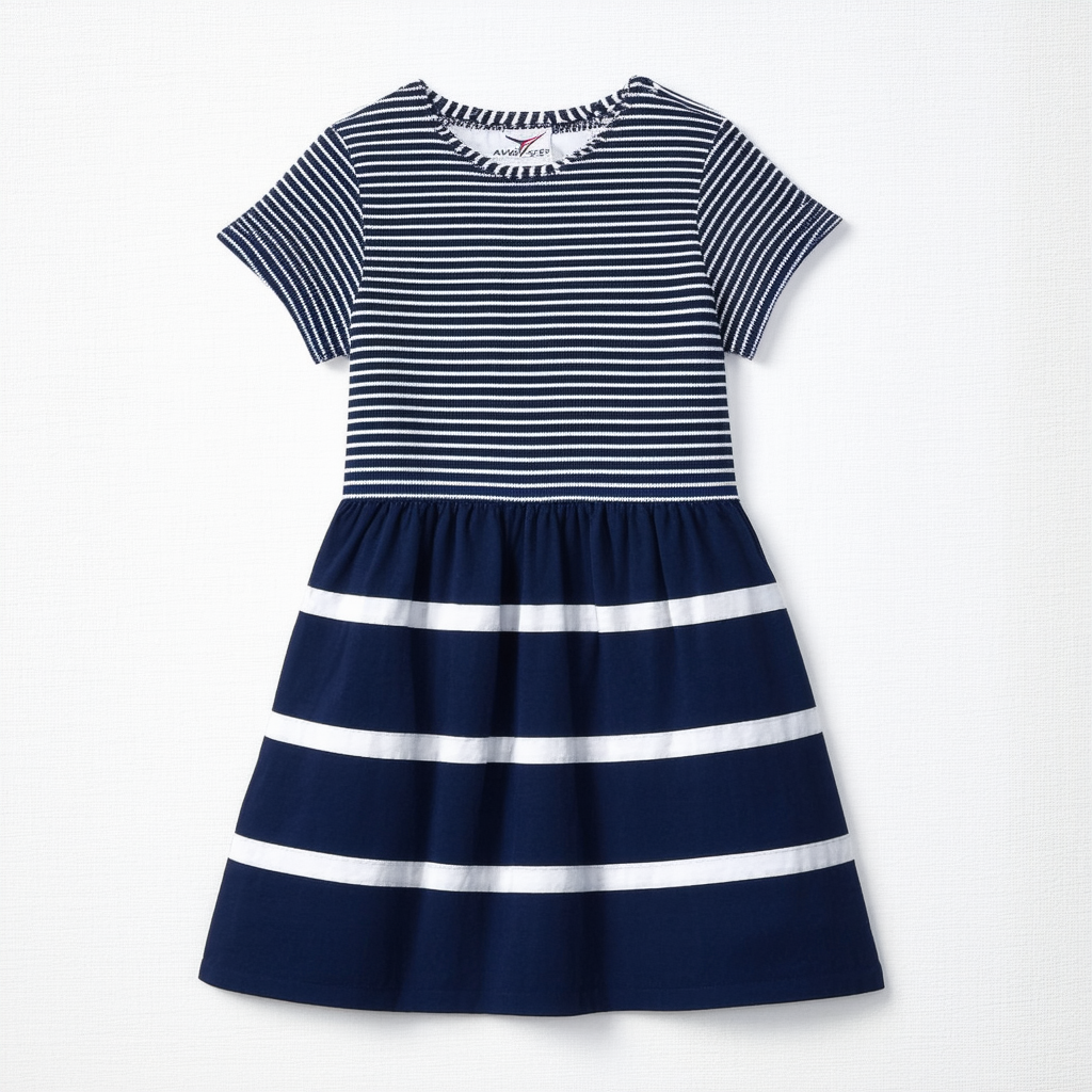 Nautica Girls' Short Sleeve Stripe Fashion Dress