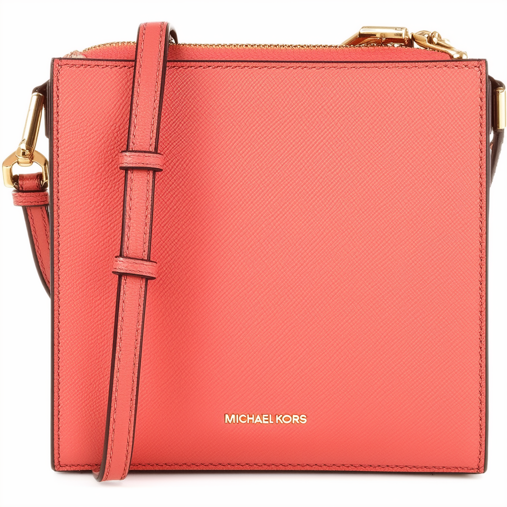 Michael Kors Women's Jet Set Crossbody Leather Bag, Coral, Large