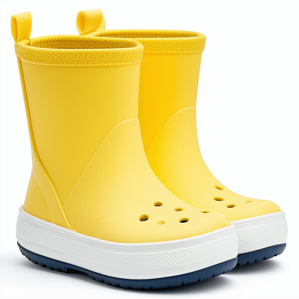 crocs Bump It Rain Boot (Toddler/Little Kid), Yellow/Oyster, 11 M US Little Kid