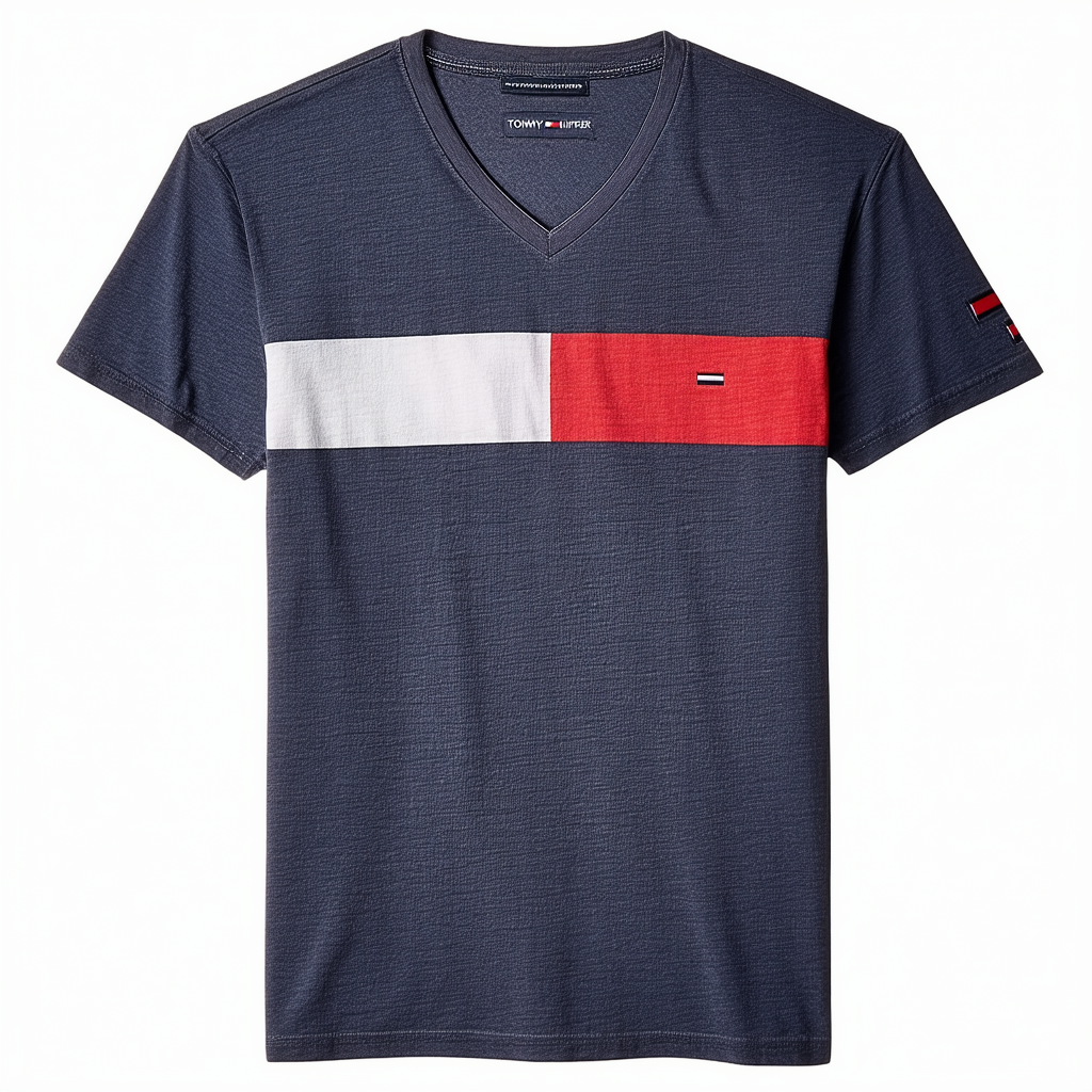Tommy Hilfiger Men's V-Neck Flag T-Shirt