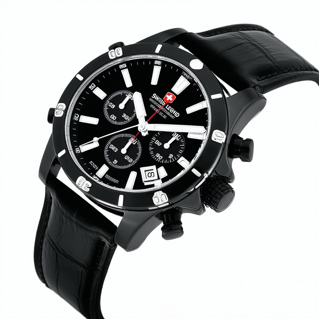Swiss Legend Men's 10005-BB-01-RB Traveler Collection Chronograph Black Dial Black Leather Watch