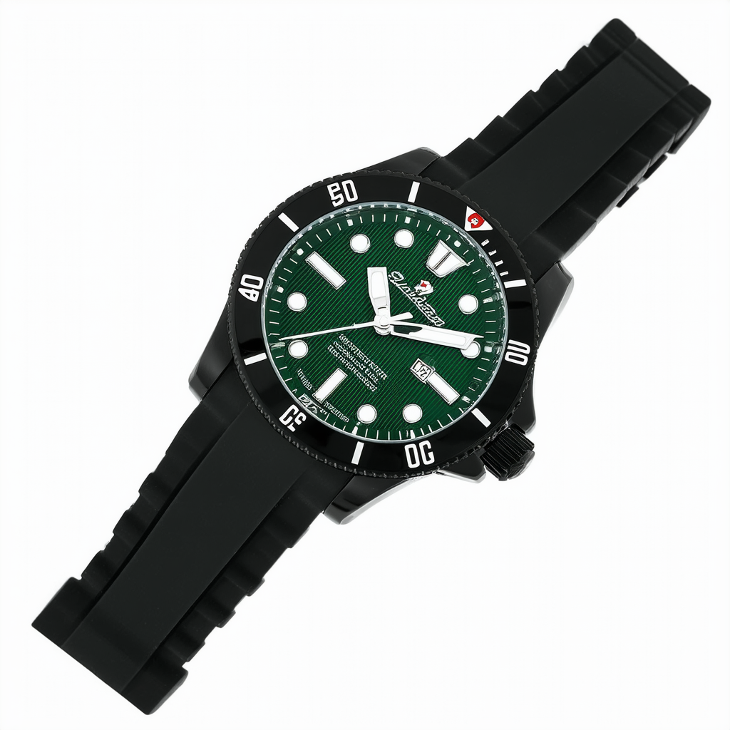 Swiss Legend Men's 40012-BB-08 Limousine Green Textured Dial Black Silicone Watch