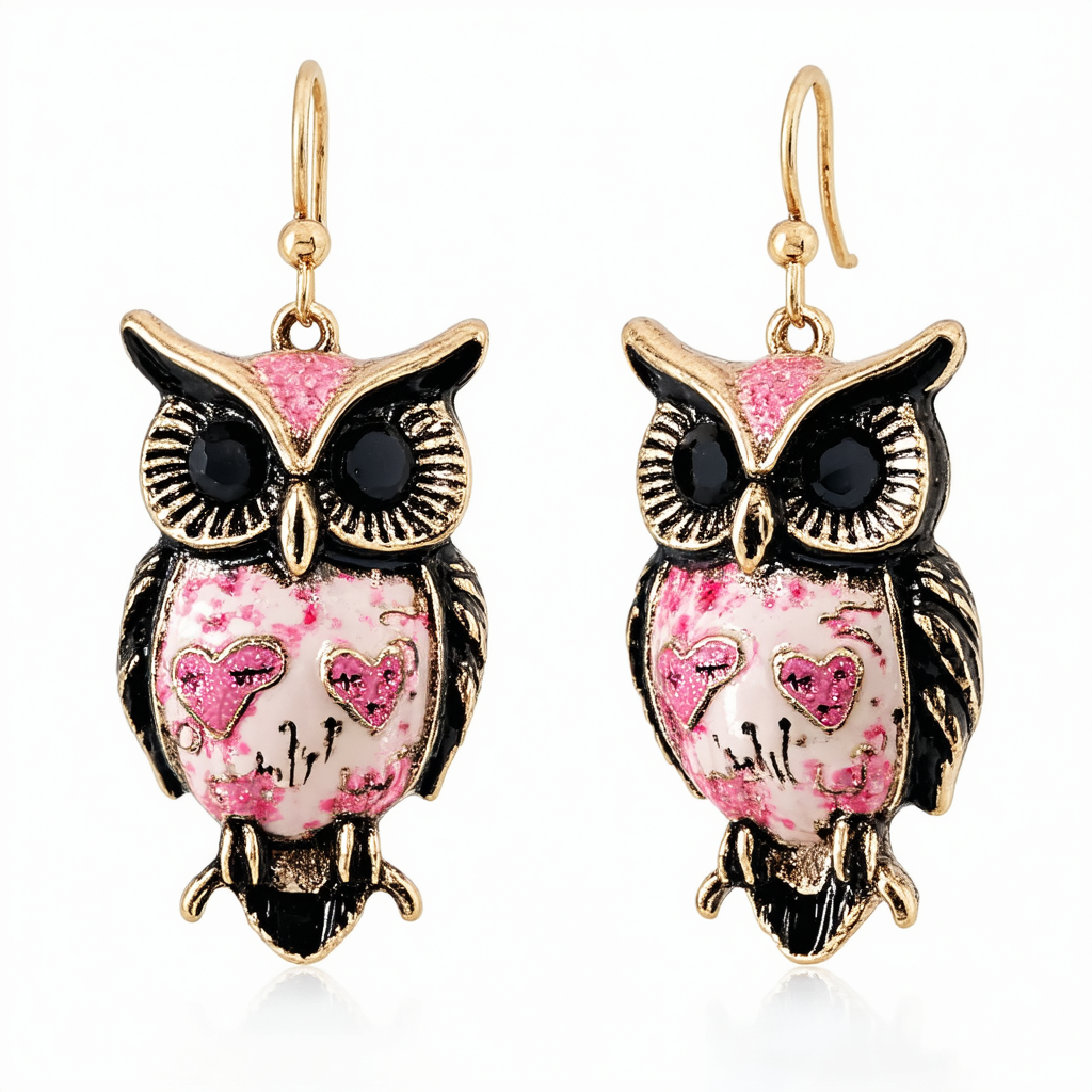 Betsey Johnson "Creepy Critter" Owl Drop Earrings