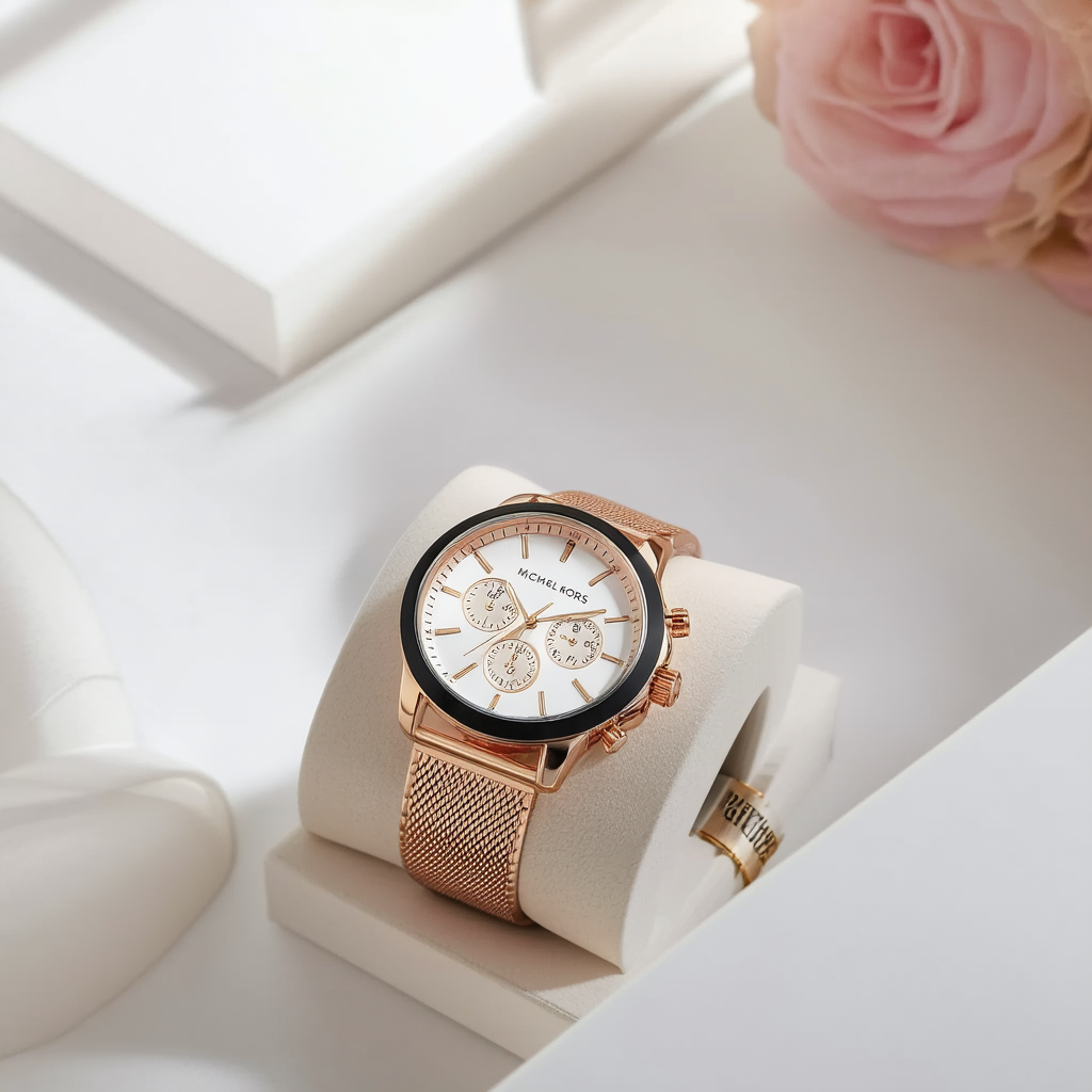 Michael Kors Women's MK6173 - Wyatt Rose Gold/Black Watch