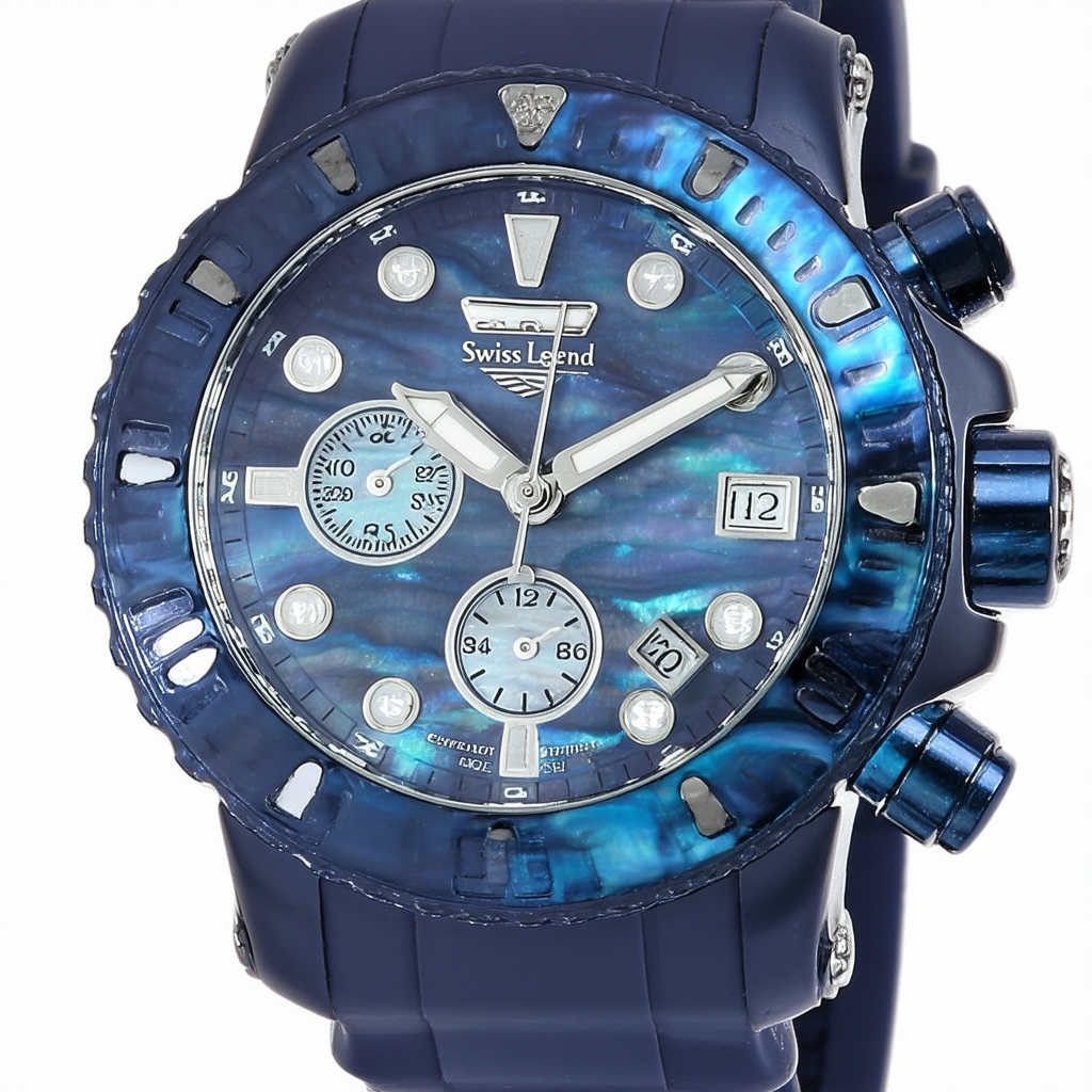 Swiss Legend Women's SL-11844-NBLWSA Neptune Navy Mother of Pearl Silicone Watch