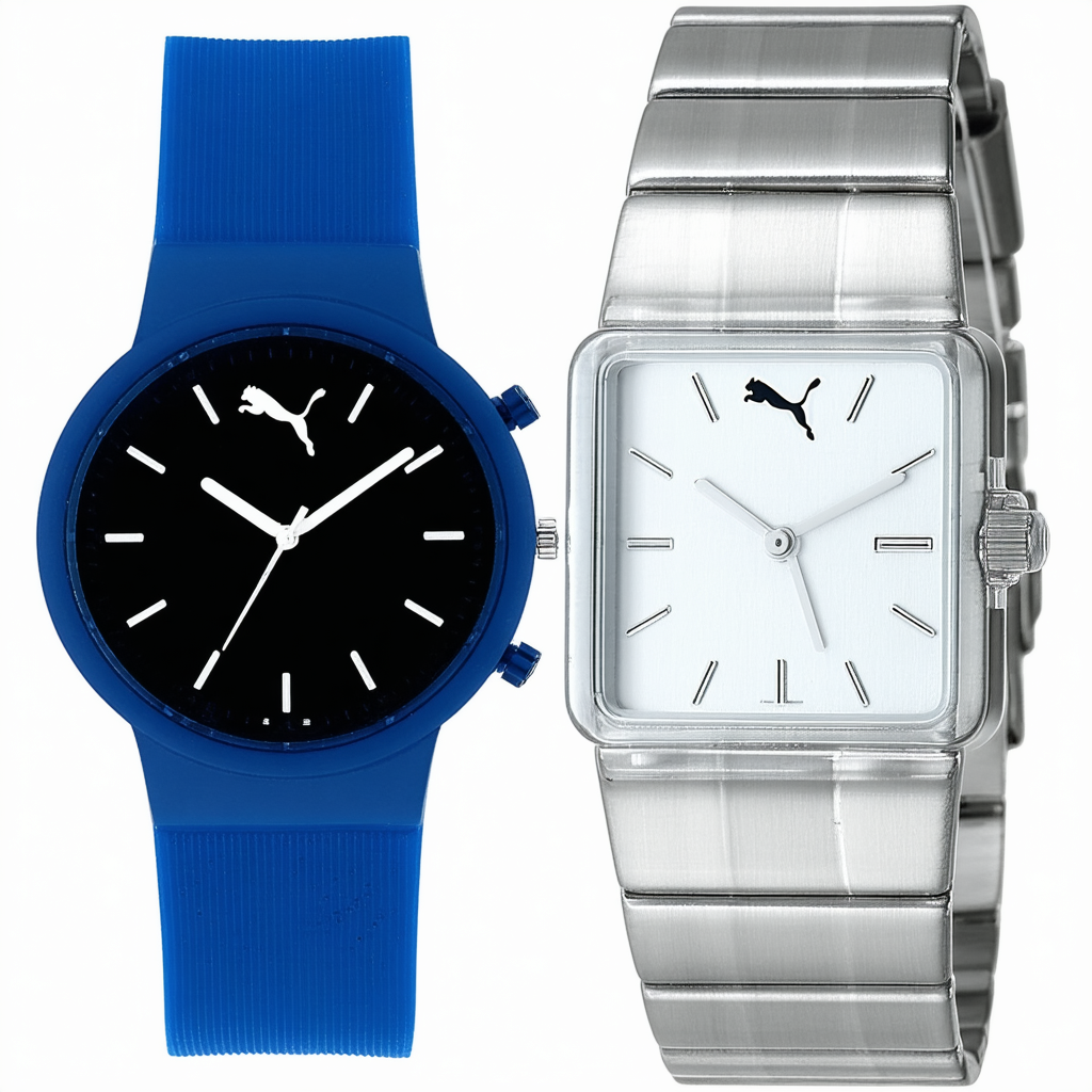 PUMA Unisex PU103612003 Essential Stainless Steel Watch with Blue Band