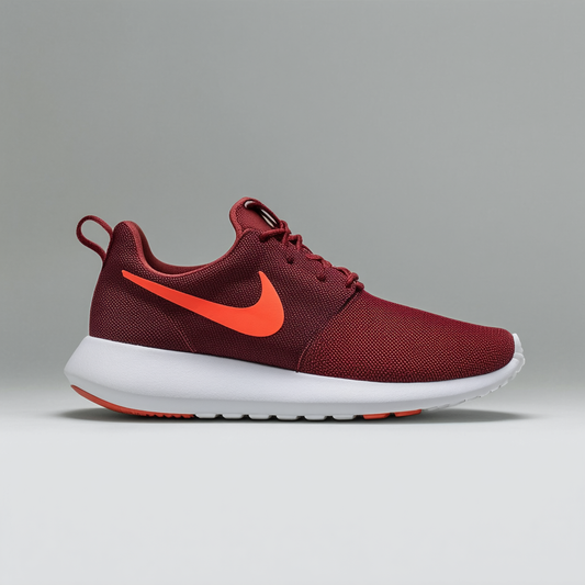 Nike Men's Rosherun Unvrsty Rd/Vlvt Brwn/Lt Orwd B Running Shoe