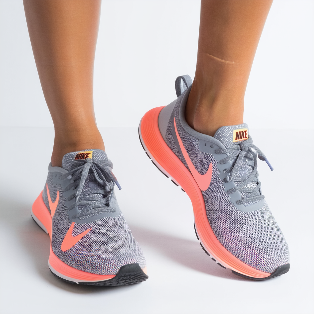 Nike Flex Fury Womens Cool Grey/Bright Citrus Pink Running Sneakers