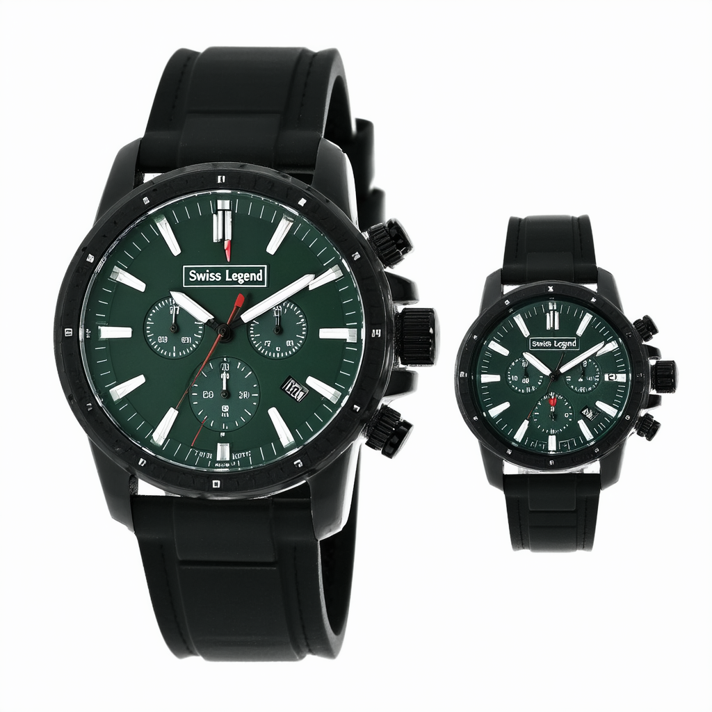 Swiss Legend Men's 40052-08 Maverick Dark Green Dial Black Silicone Watch