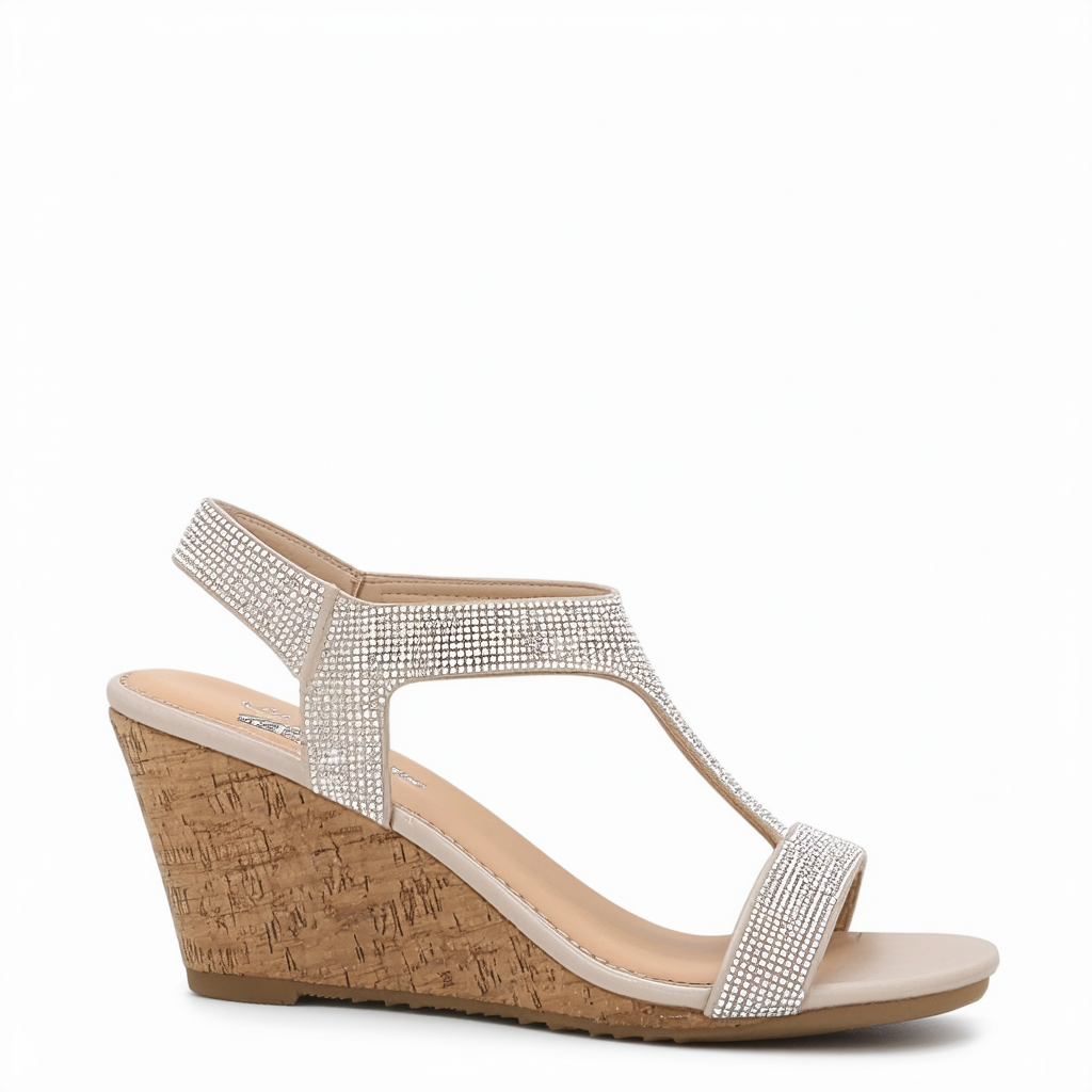 Skechers womens Rumble Up - Funny Business - High Wedge Rhinestone Sandal