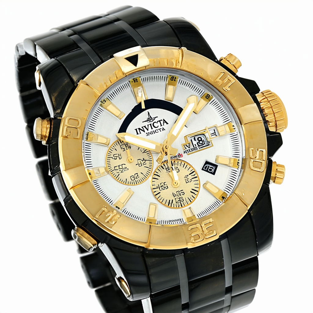 I By Invicta Men's 41691-001 Chronograph 18k Gold-Plated and Black Stainless Watch