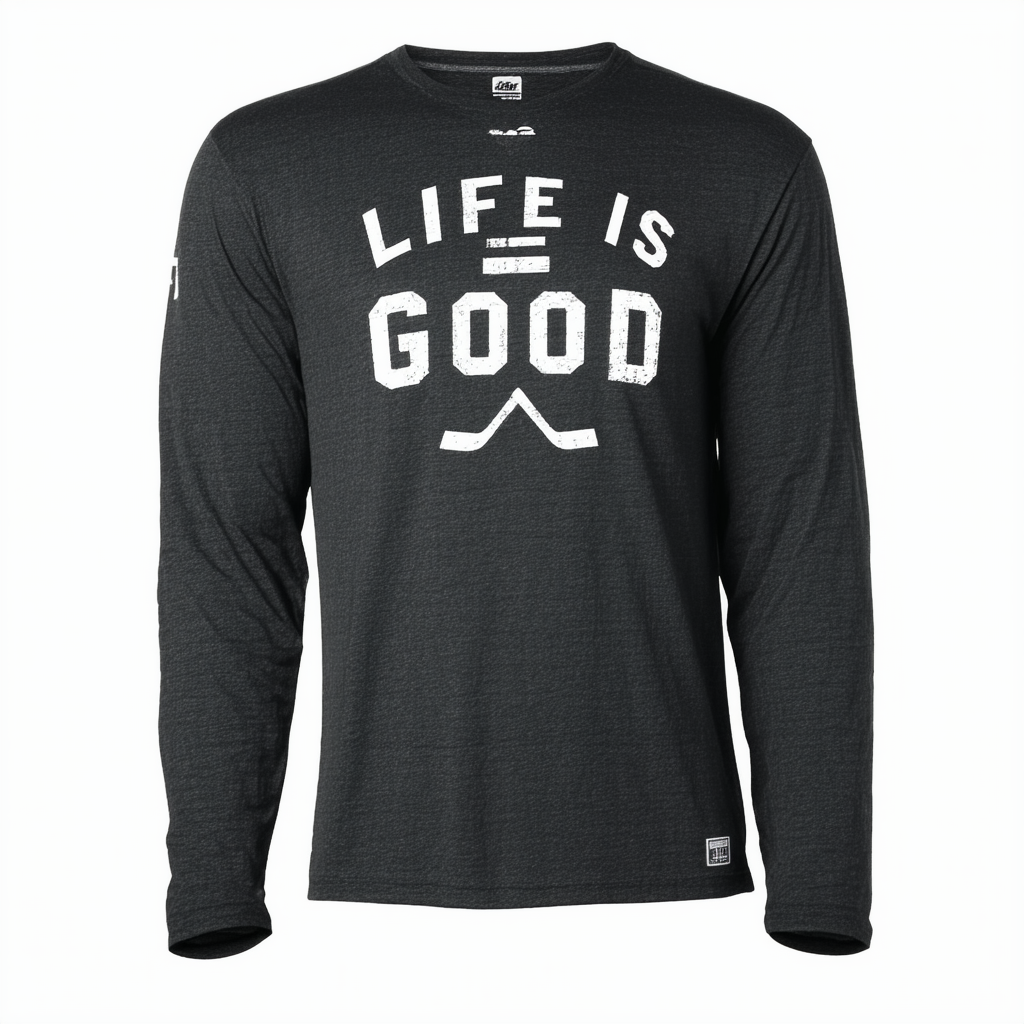Life is Good Men's Crusher Long Sleeve Hockey Score Lig Ngtblk T-Shirt,