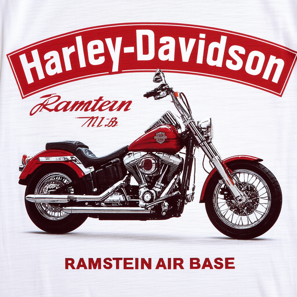 Harley-Davidson Military - Men's Red Graphic T-Shirt - Ramstein Air Base | Big Shot