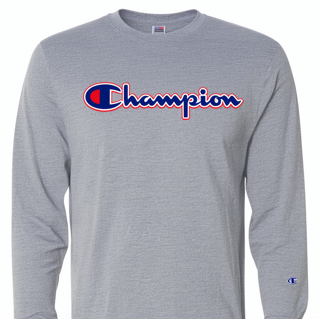 Champion Men's Classic Long Sleeve Tee, Multi Color Script