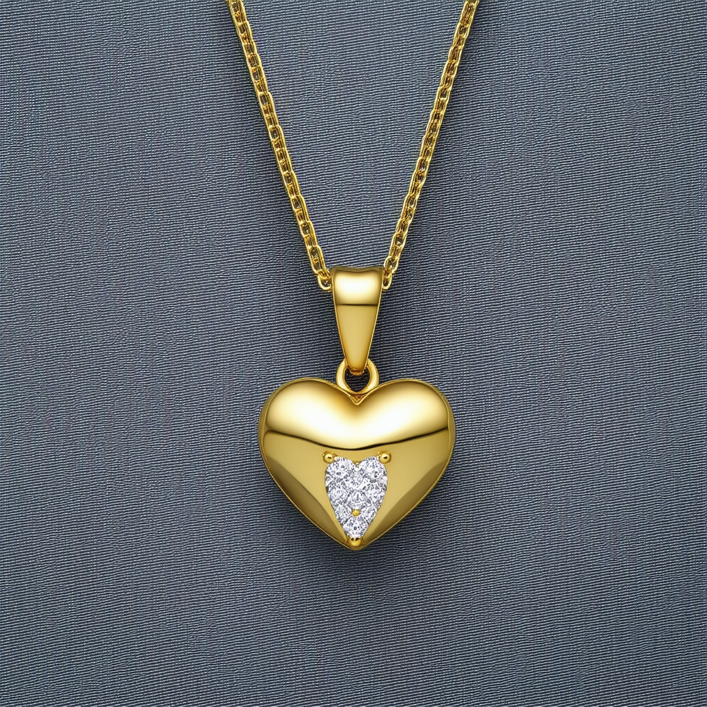 Amazon Collection 14k Gold Two-Tone Polished Diamond-Cut Abuela Heart Pendant Necklace, 18"