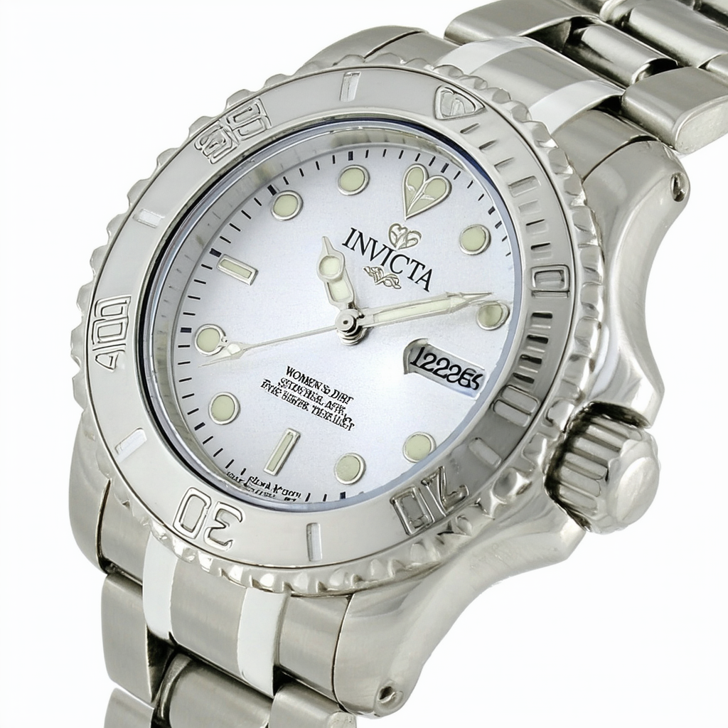 Invicta Women's 12286 Pro Diver Silver Heart Dial Stainless Steel Watch