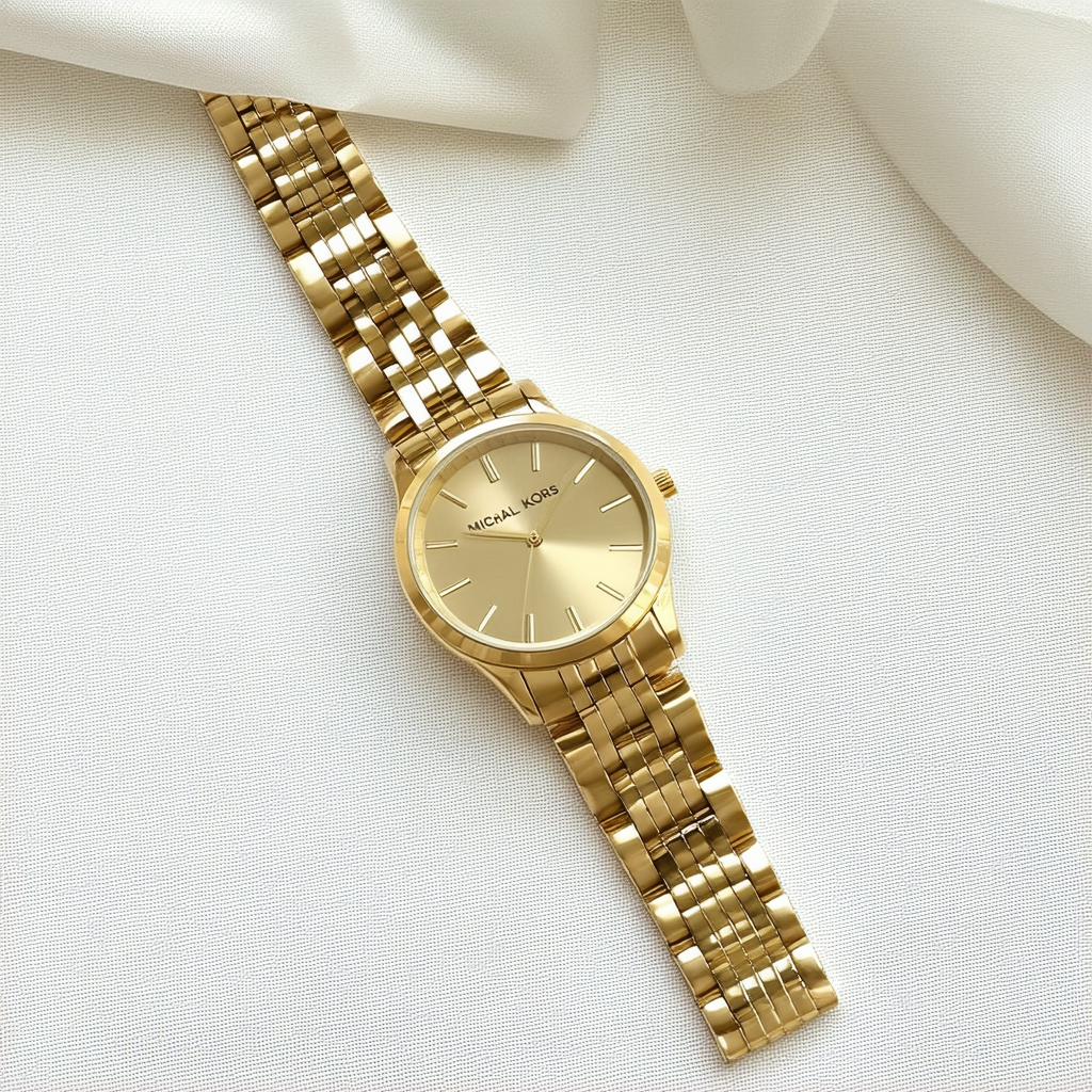 Michael Kors MK3265 Women's Slim Runway Gold-Tone Stainless Steel Bracelet Watch