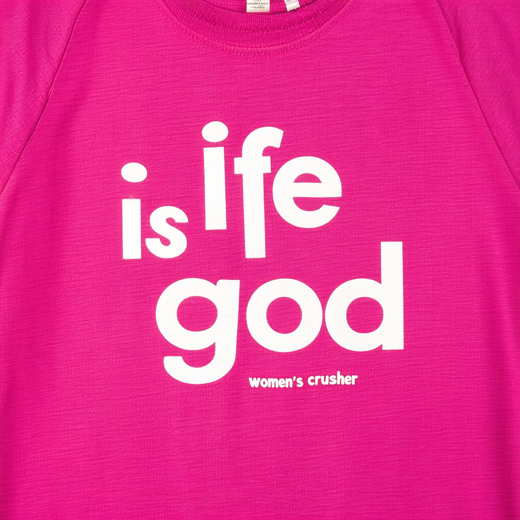 Life is Good Women's Crusher Tee, Big Upside, Magenta, Medium