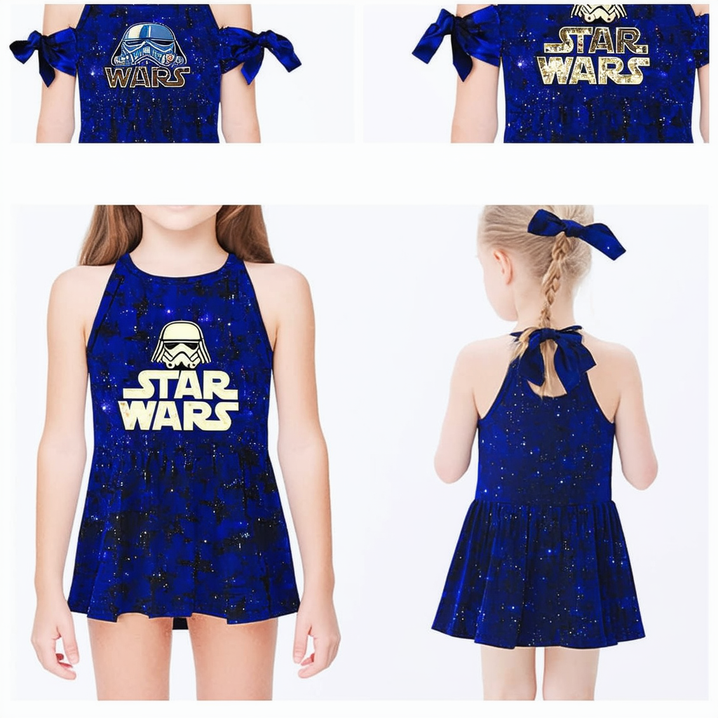 Star Wars Girls' Logo Bow Back Dress