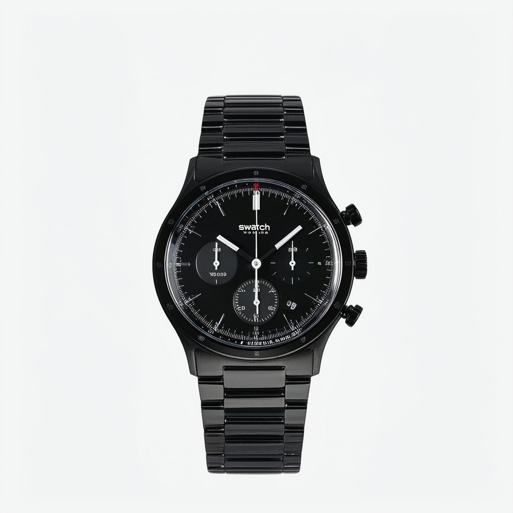 Swatch Men's Automatic Watch with Stainless Steel Strap, Black, 24 (Model: YIB401G)