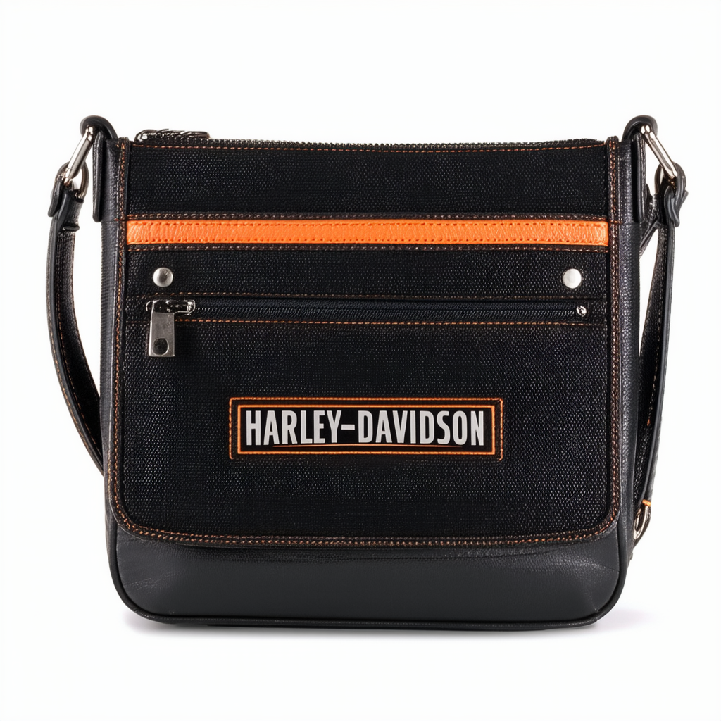 Harley-Davidson Women's Rally Hip Bag Purse - Black & Orange RL7251S-OrgBlk