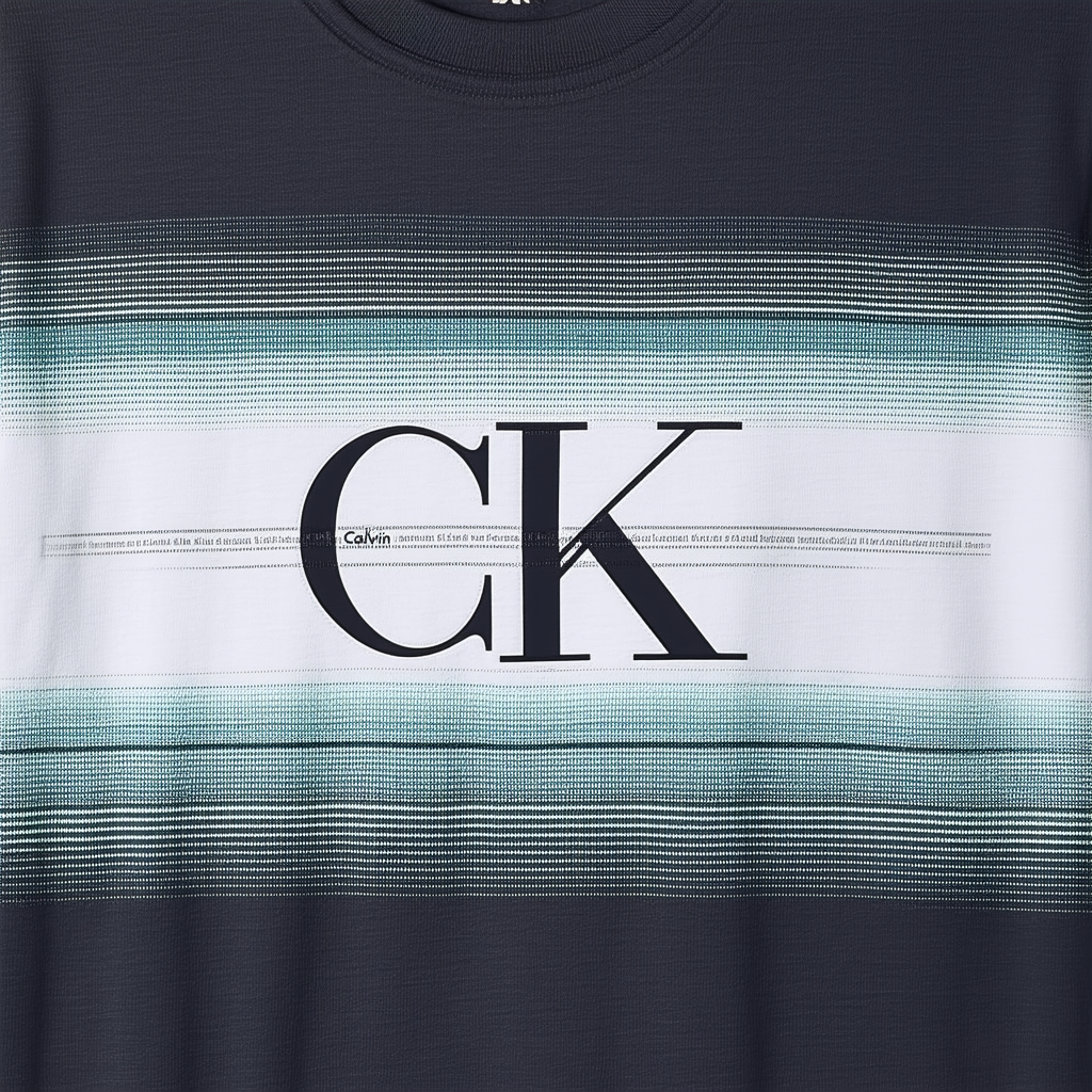 Calvin Klein Men’s Short Sleeve Gradient Print CK Logo V-Neck T-Shirt
