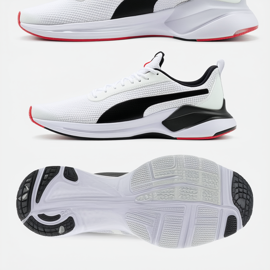 Puma Men's Cell Regulate Mesh Cross-Trainer, White Black-High Risk Red, 8.5