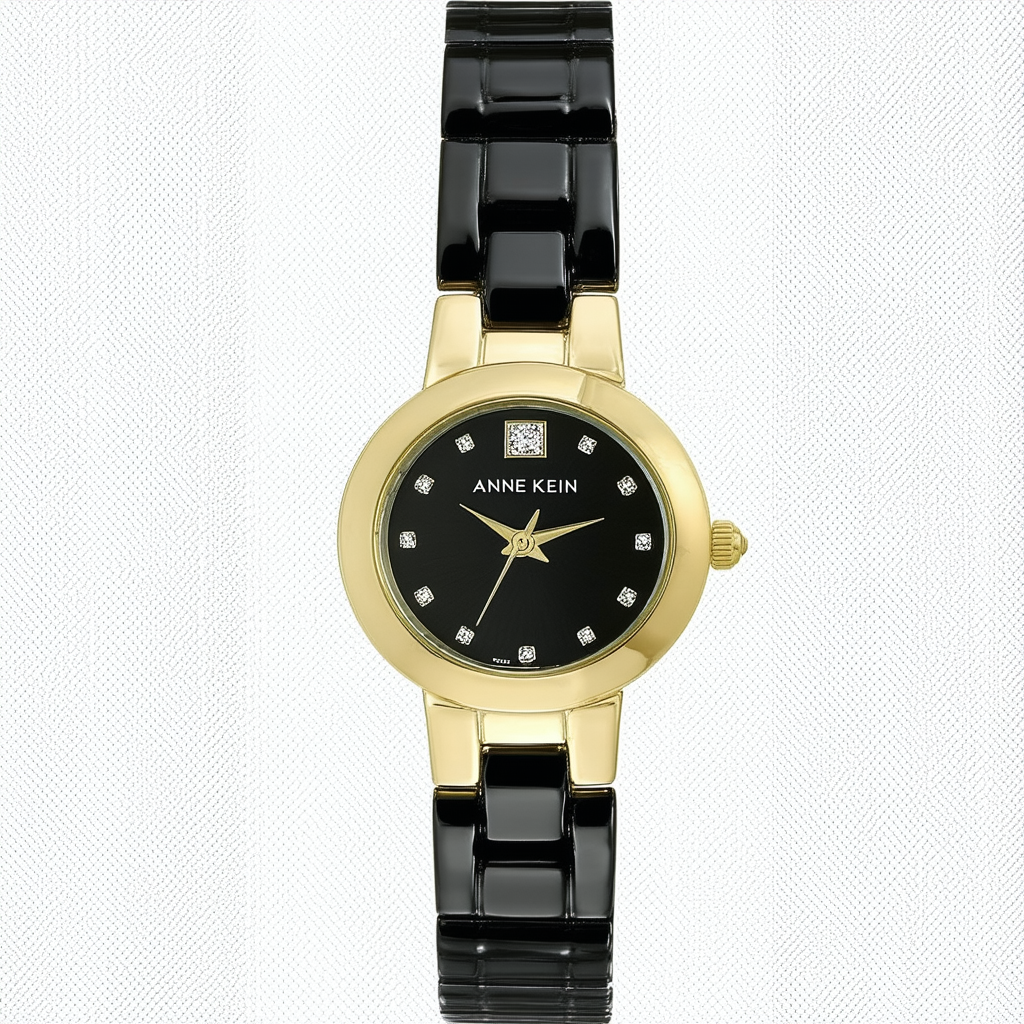 Anne Klein Women's AK/1436BKGB Diamond-Accented Watch
