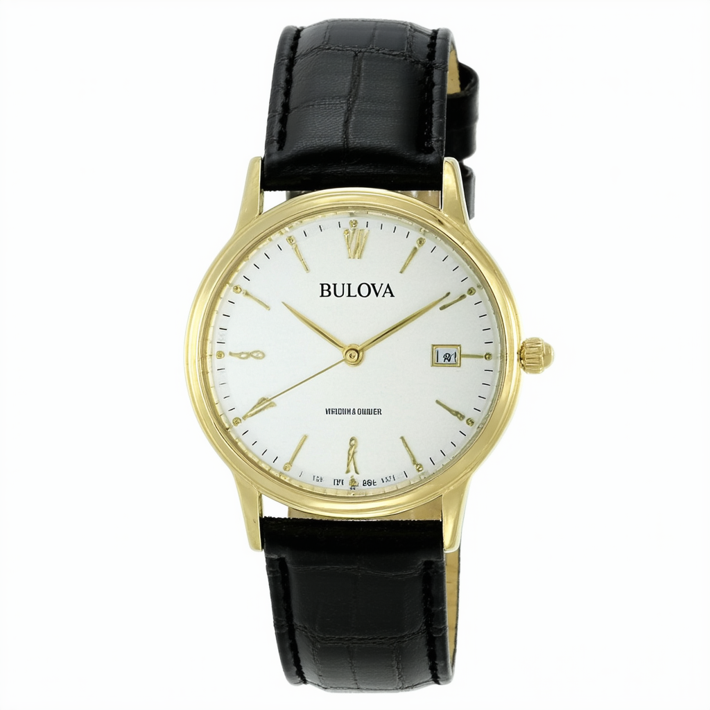 Bulova Ladies Black Leather Strap Watch 97M46