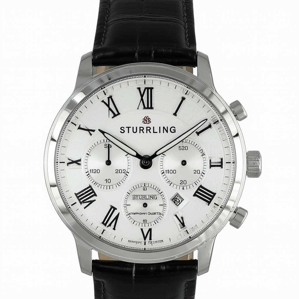 Stuhrling Original Men's 787.01 Symphony Quartz Date Leather Strap Black Watch