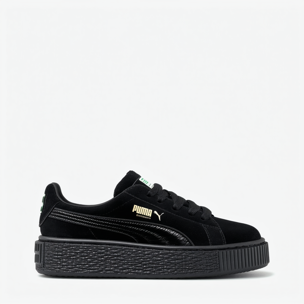 PUMA 362268-01 Women Suede Creepers Satin Rihanna Black/Black/Black