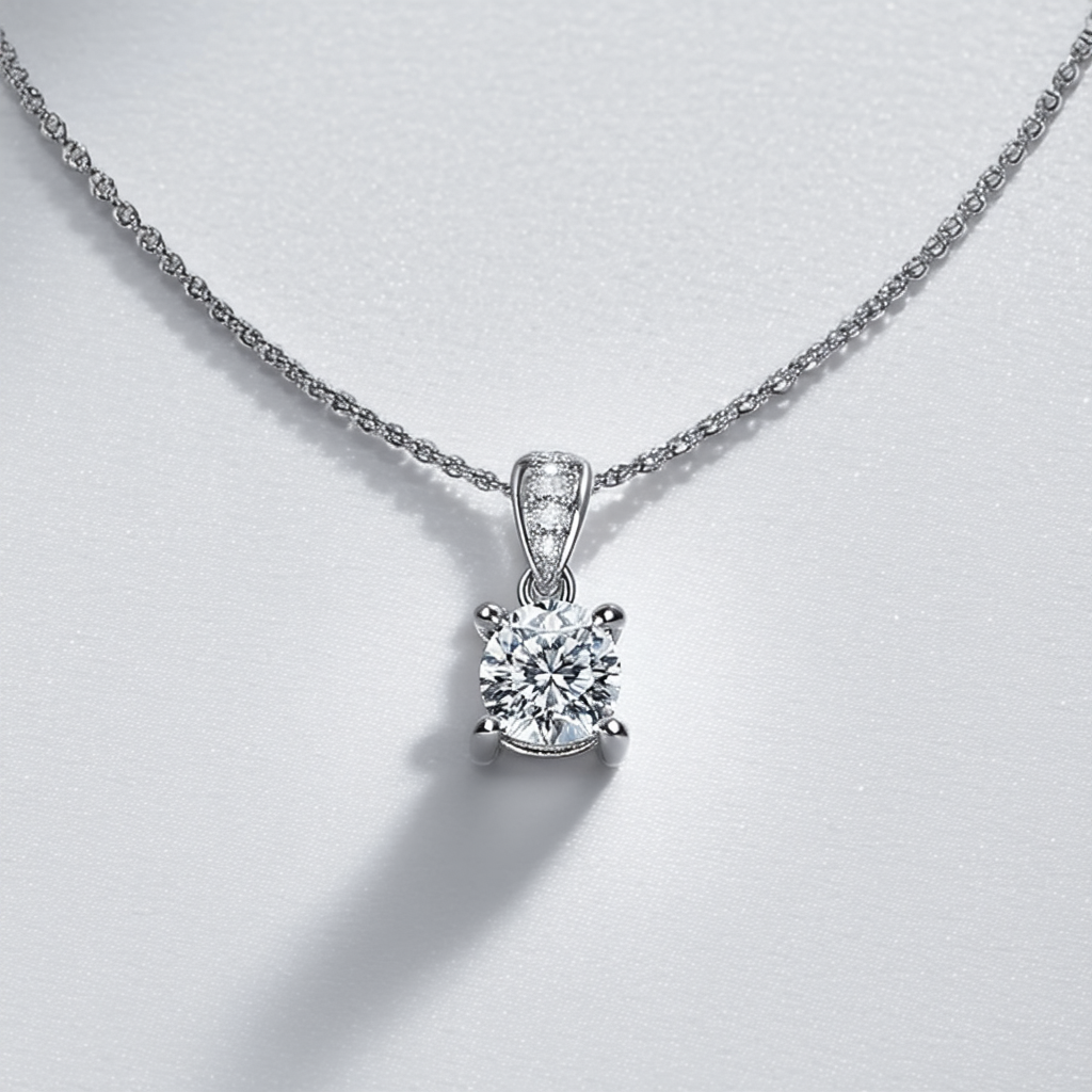 Amazon Collection Sterling Silver 0.05 Carat Diamond with 925S Pendant Necklace, 18"