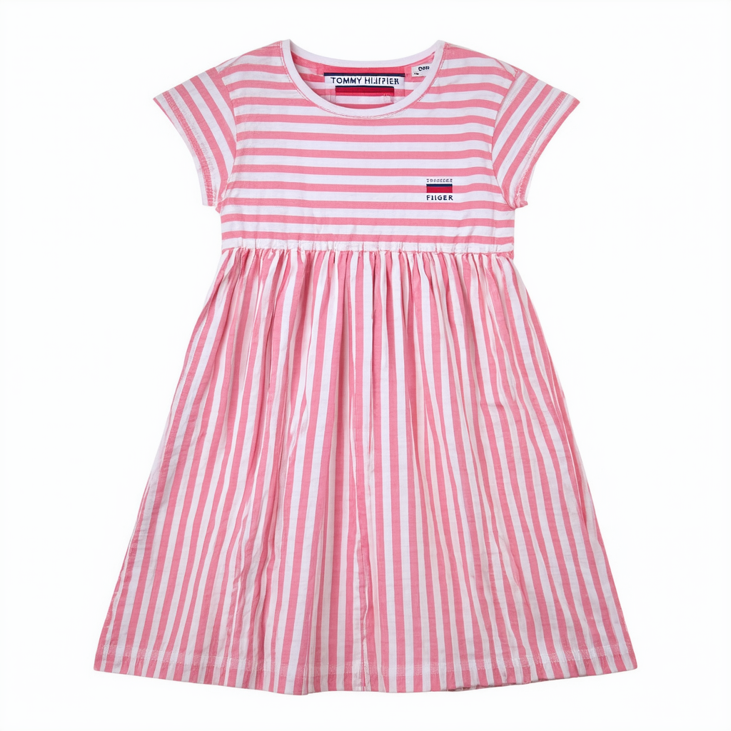 Tommy Hilfiger Girls' Short Sleeve Stripe Dress