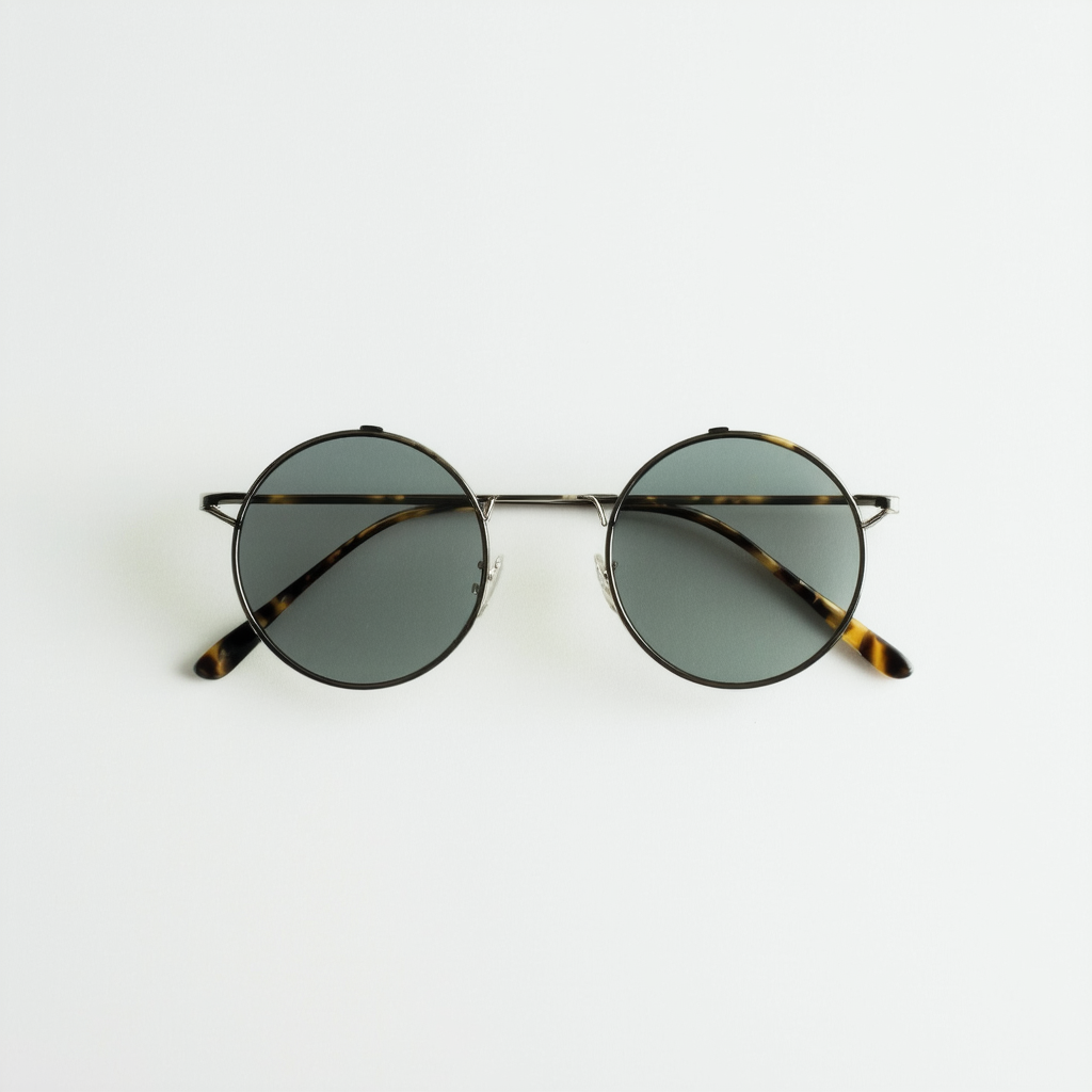zeroUV Retro Horn Rimmed Metal Nose Bridge P3 Round Sunglasses 50mm