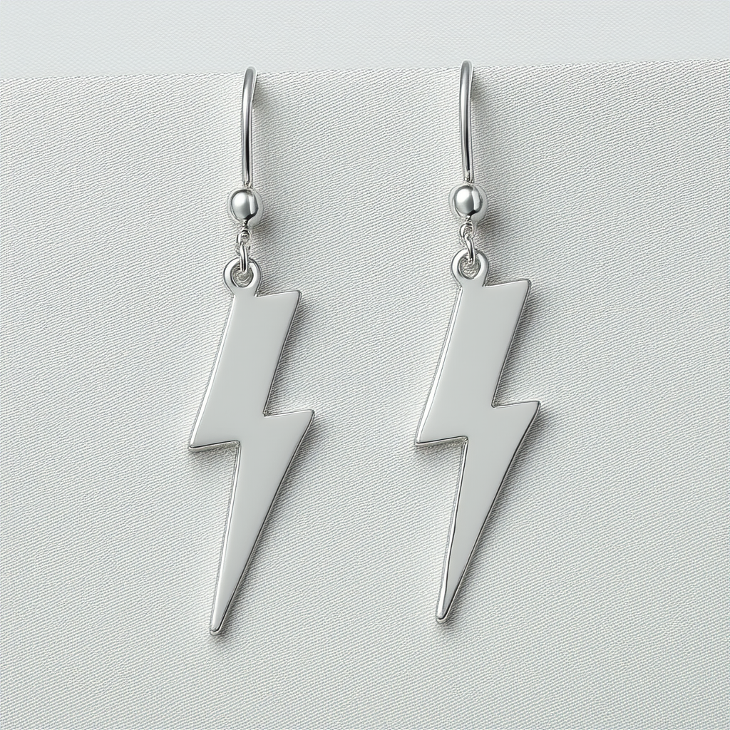 Amazon Collection Sterling Silver Lightning Bolt Dangle Earrings