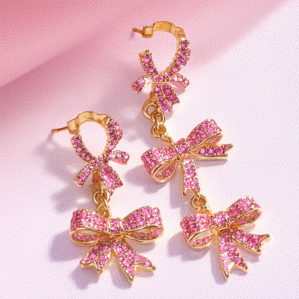 Betsey Johnson "Torsade Enhancers" Bow Drop Earrings