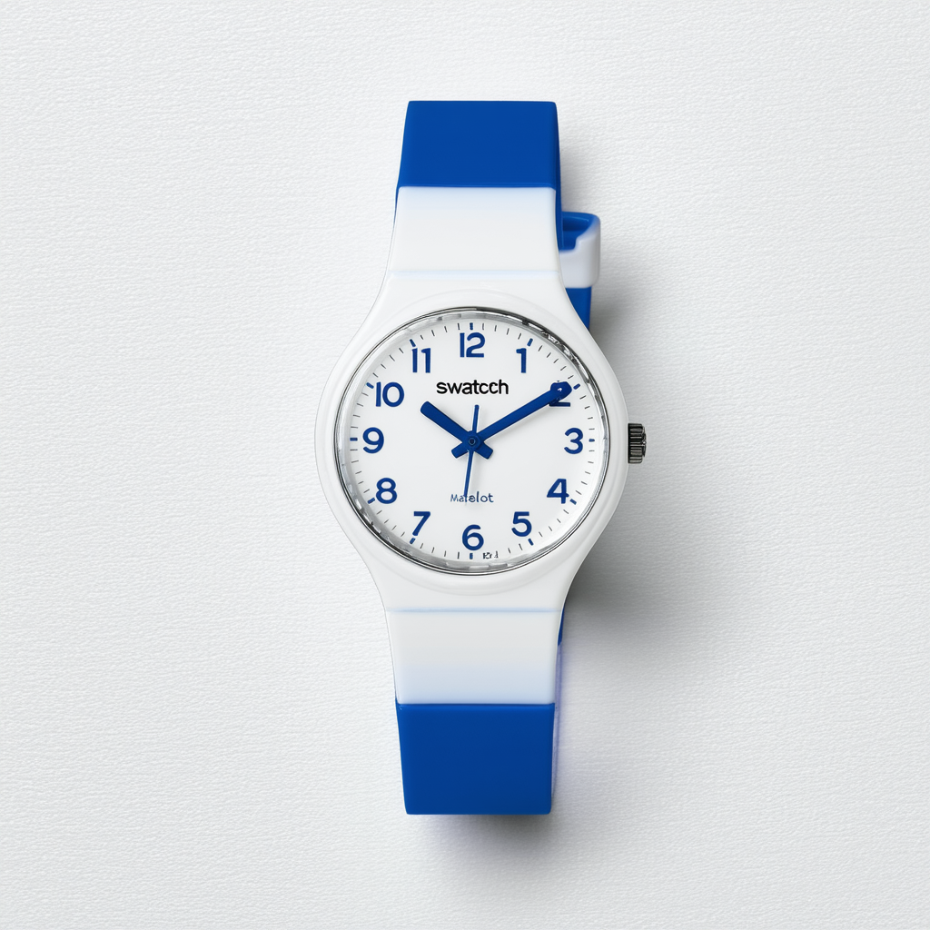 Swatch Matelot White Dial Blue Plastic Band Quartz Woman's Watch LN149
