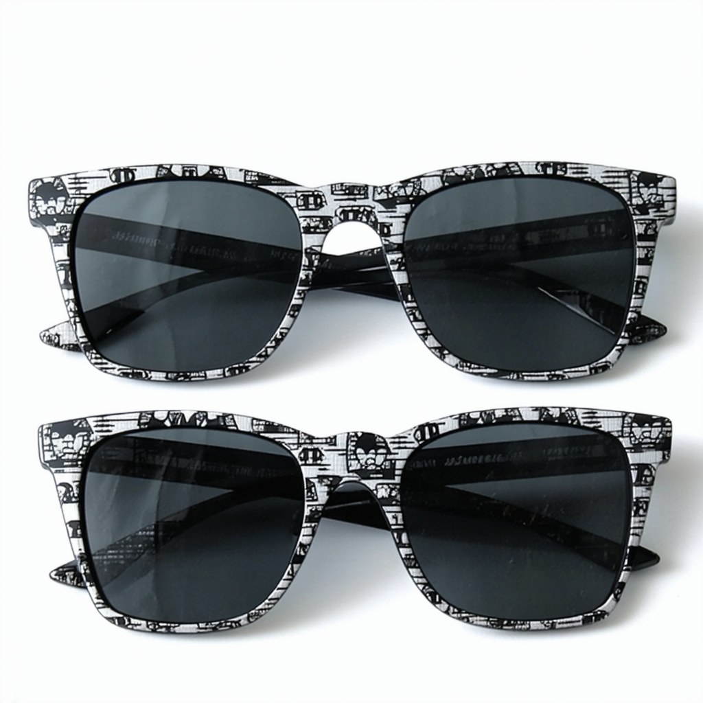 DC Comics Batman Logo Patterned Wayfarer Sunglasses, Black/Gray , Dark Gray