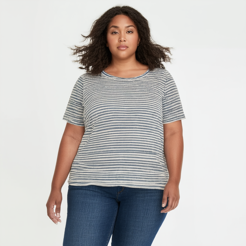 Lucky Brand Women's Plus Size Shadow Stripe Tee