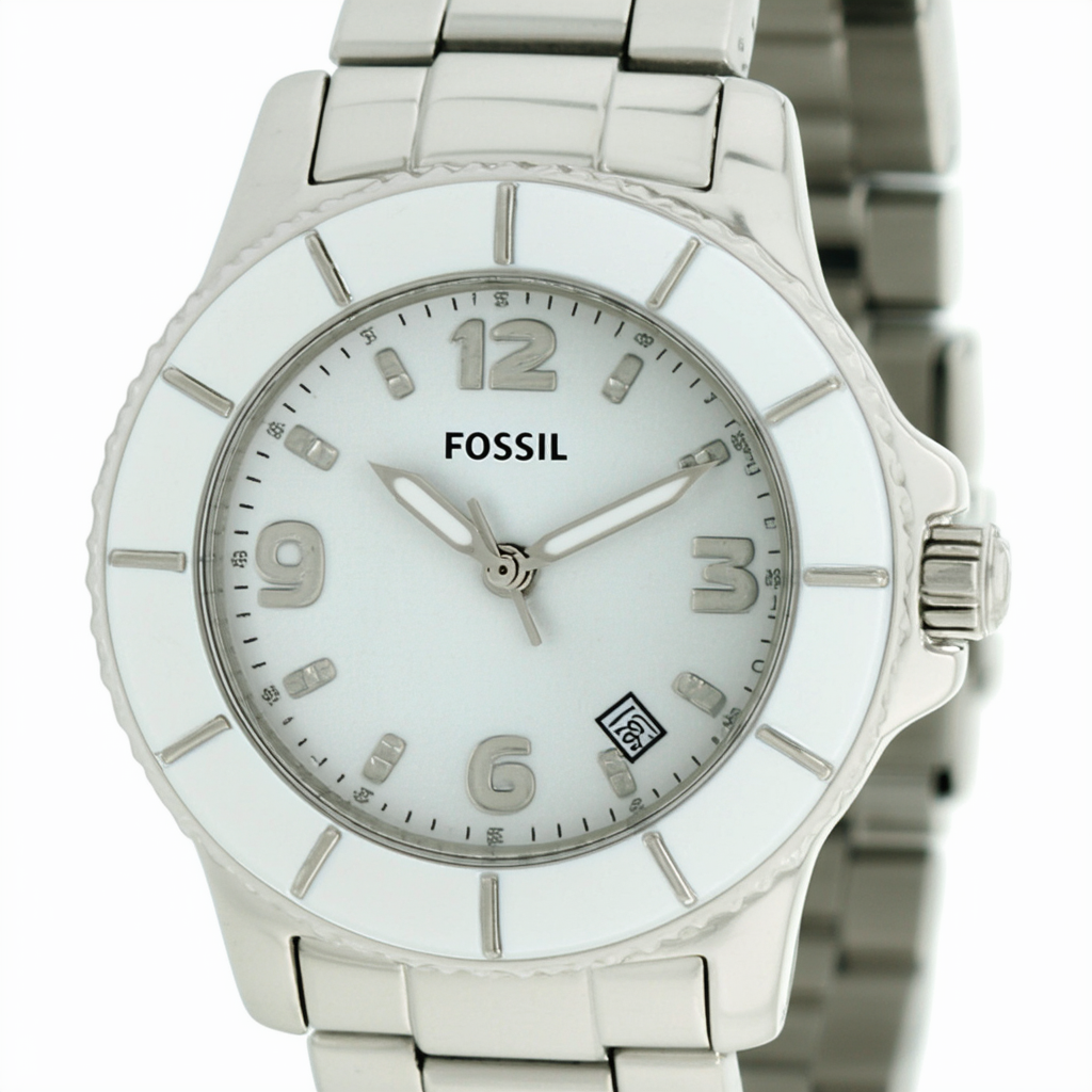 Fossil Women's CE1030 Ceramic Silver Dial Watch