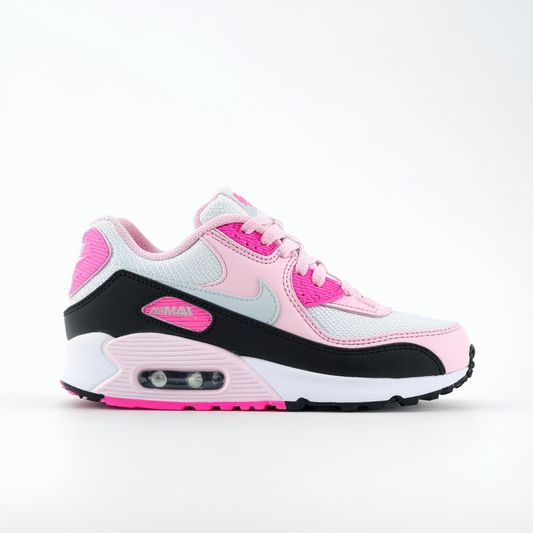 Nike Kids Air Max 90 LTR (PS) Pr Pltnm/Lqd Lm/Mtllc Slvr/Pnk Running Shoe 3 Kids US