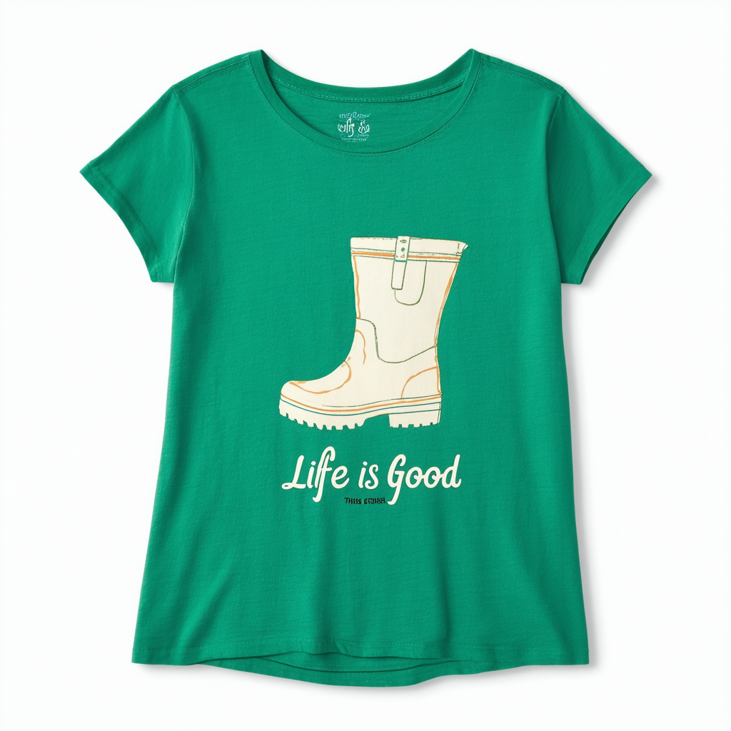 Life is Good Women's Crusher Tee, These Boots, Green, Small