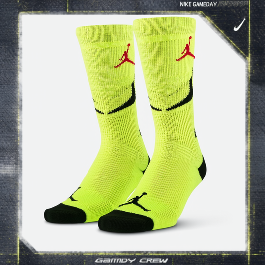 Nike Men's Jordan Gameday Crew Socks, Electric Yellow/Gym Red/Black