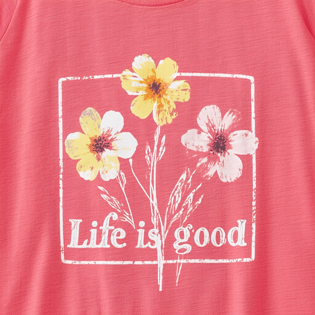 Life is good Women's 3 Flowers Boxed Crusher Tee
