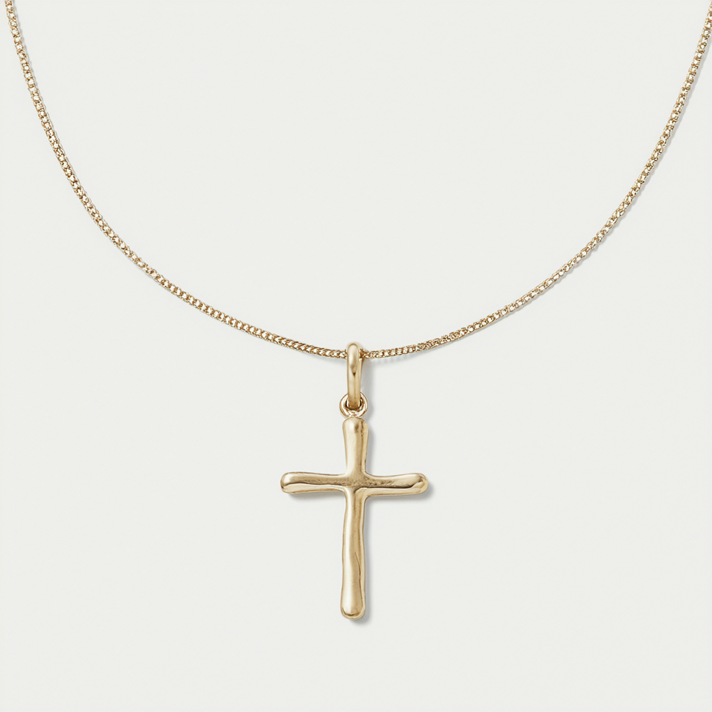 Fossil Side Cross Necklace,16.5" + 2" Extender