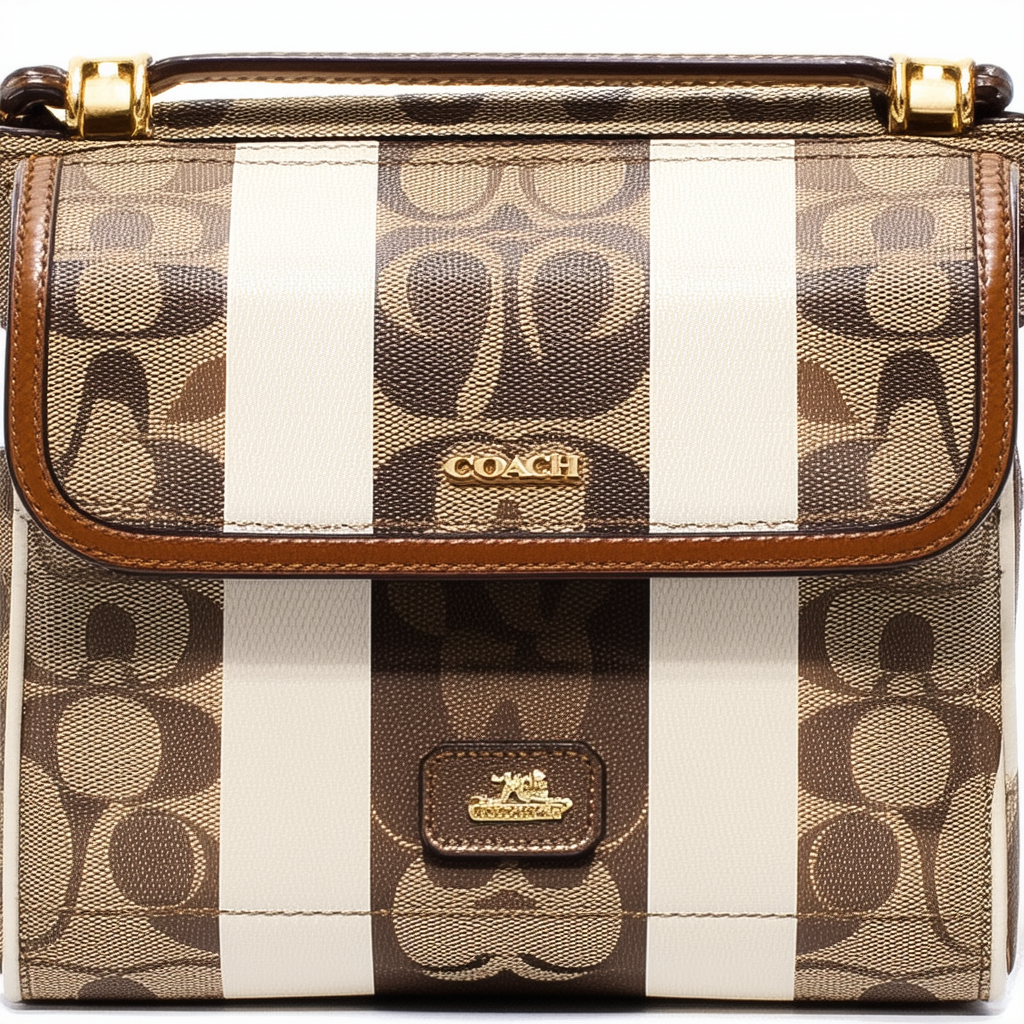 Coach Brown Signature Stripe Swing Pack F45797