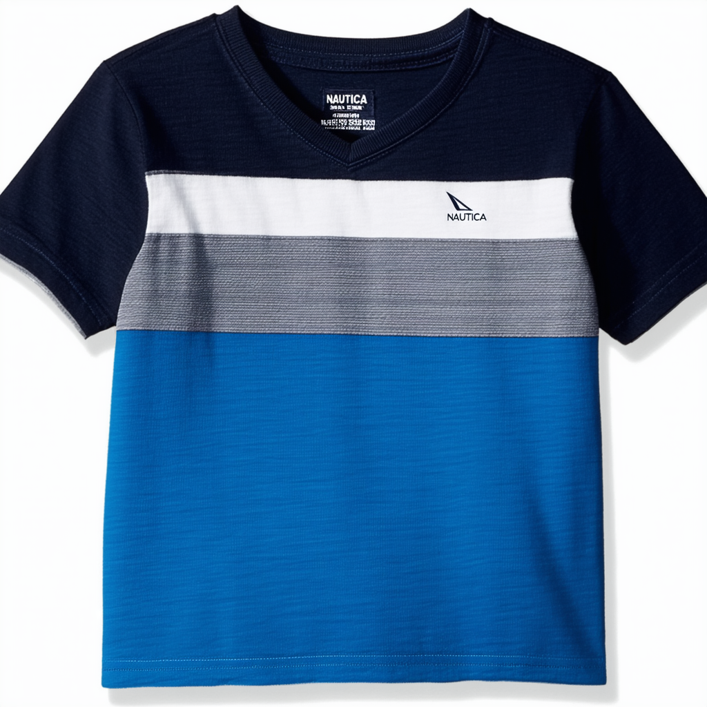Nautica Boys' Short Sleeve Colorblock V-Neck T-Shirt